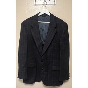 Vtg 80s Harris Tweed Stafford Tweed Plaid Blue Red Wool Blazer Jacket Mens NSTag